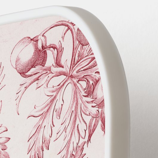 Roze Botanische Kunst Monogram Pickleball Paddle (Links Detail)