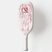 Roze Botanische Kunst Monogram Pickleball Paddle (Links)