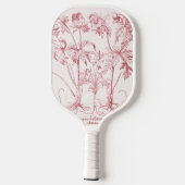 Roze Botanische Kunst Monogram Pickleball Paddle (Achterkant)