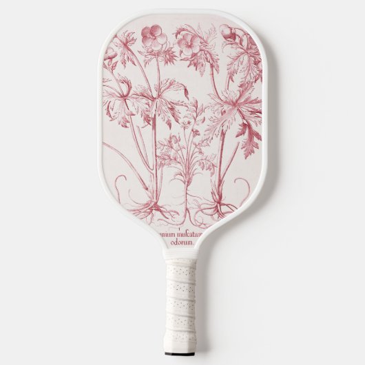 Roze  Botanische Kunst Monogram Pickleball Paddle (Achterkant)
