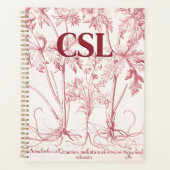 Roze  Botanische Kunst Monogram Planner (Voorkant)