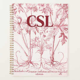 Roze Botanische Kunst Monogram Planner