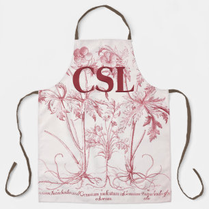 Roze  Botanische Kunst Monogram Schort