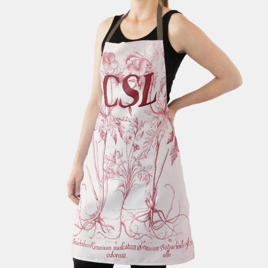 Roze  Botanische Kunst Monogram Schort (Insitu)