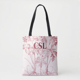 Roze Botanische Kunst Monogram Tote Bag