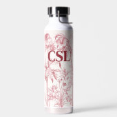 Roze Botanische Kunst Monogram Waterfles (Links)