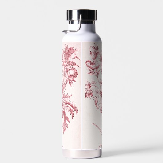 Roze  Botanische Kunst Monogram Waterfles (Rechts)