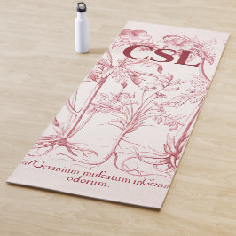 Roze Botanische Kunst Monogram Yogamat