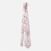 Roze  Botanische Kunst Stropdas (Achterkant)