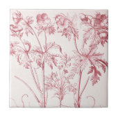 Roze Botanische Kunst Tegeltje (Voorkant)