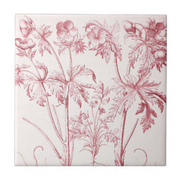 Roze Botanische Kunst Tegeltje
