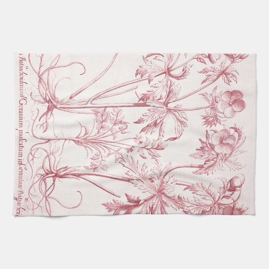 Roze  Botanische Kunst Theedoek (Horizontaal)