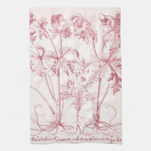 Roze  Botanische Kunst Theedoek (Verticaal)