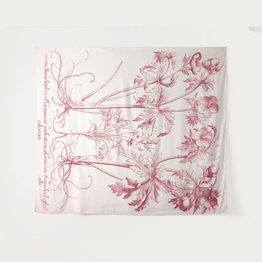 Roze  Botanische Kunst Wandkleed (Voorkant (horizontaal))