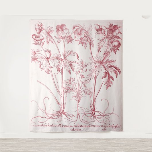 Roze  Botanische Kunst Wandkleed (Voorkant)