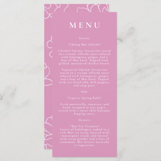 Roze Botanische Moderne Trouwmenu Menu (Voorkant / Achterkant)