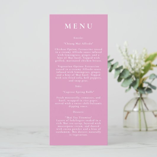 Roze Botanische Moderne Trouwmenu Menu (Staand voorkant)