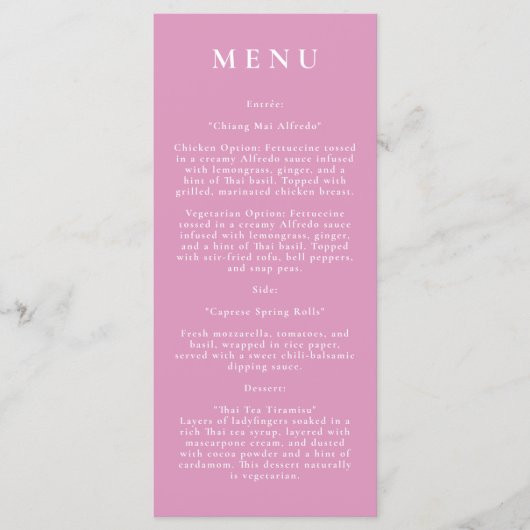 Roze Botanische Moderne Trouwmenu Menu (Voorkant)