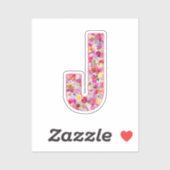 Roze botanische monogram bloem letter J initiaal Sticker (Vel)