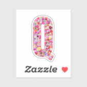 Roze botanische monogram bloem letter Q initiaal Sticker (Vel)