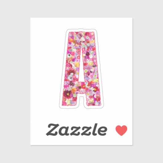 Roze botanische monogram bloemletter A initiaal Sticker (Vel)