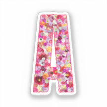 Roze botanische monogram bloemletter A initiaal