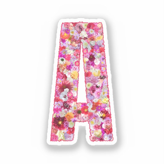 Roze botanische monogram bloemletter A initiaal Sticker (Voorkant)