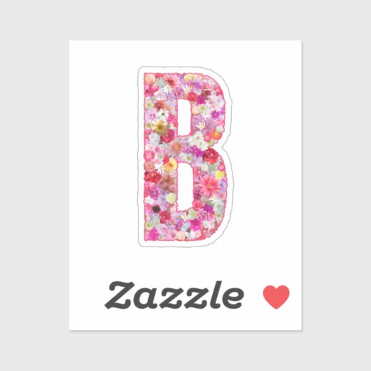 Roze botanische monogram bloemletter B initiaal Sticker (Vel)