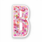 Roze botanische monogram bloemletter B initiaal Sticker (Voorkant)