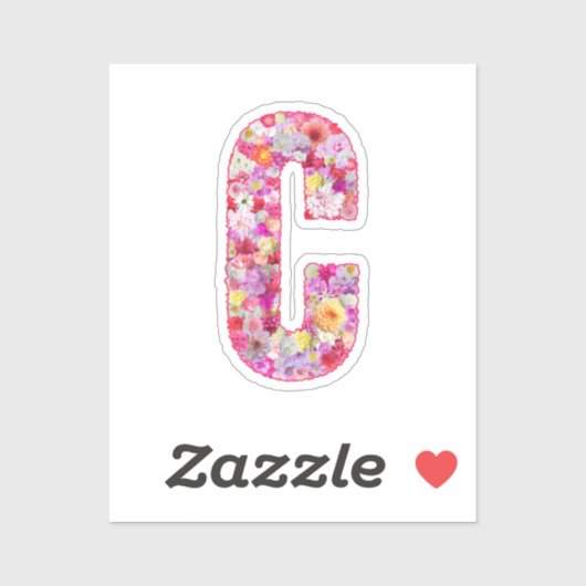Roze botanische monogram bloemletter C initiaal Sticker (Vel)