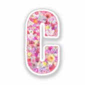 Roze botanische monogram bloemletter C initiaal Sticker (Voorkant)