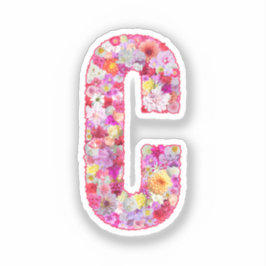 Roze botanische monogram bloemletter C initiaal Sticker