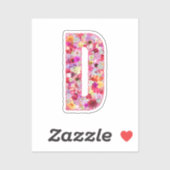 Roze botanische monogram bloemletter D initiaal Sticker (Vel)