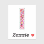 Roze botanische monogram bloemletter I initiaal Sticker (Vel)