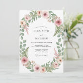 Roze Botanische Omhelzing Bruiloft Kaart (Staand voorkant)