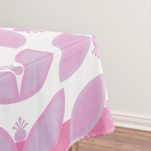 Roze botanische patronen met petroleumegolf tafelkleed (Voorbeeld)