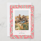 Roze Botanische Patroonfeestdag Fotokaart Kaart (Voorkant)