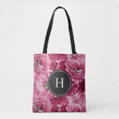 Roze botanische pioenrozen patroon bruidsmeisje mo tote bag (Voorkant)