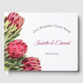Roze Botanische Protea Floral Wedding Reception Gu Gastenboek (Voorkant)