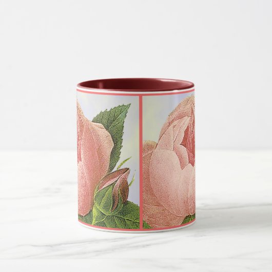 Roze  botanische Rosebud koffie Mok (Midden)