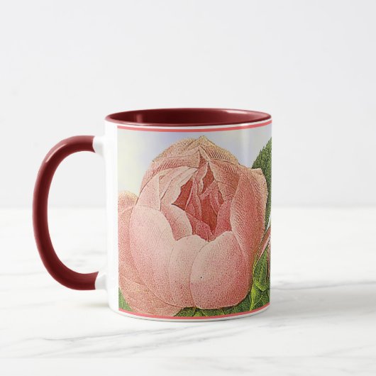 Roze  botanische Rosebud koffie Mok (Links)