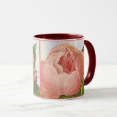 Roze  botanische Rosebud koffie Mok (Voorkant rechts)