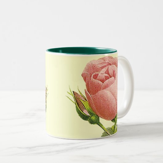 Roze  Botanische Rozen Koffie Mok (Voorkant rechts)