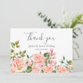 Roze Botanische Trouw Dankjewel Bedankkaart (Staand voorkant)