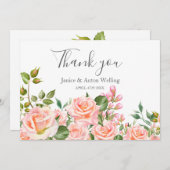 Roze Botanische Trouw Dankjewel Bedankkaart (Voorkant / Achterkant)