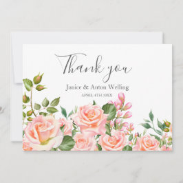 Roze Botanische Trouw Dankjewel Bedankkaart