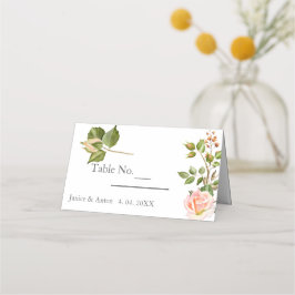 Roze Botanische Trouwfeest Plaatskaartje