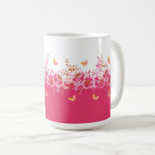 Roze botanische vlinders mok (Voorkant rechts)
