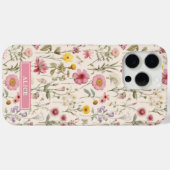 Roze Botanische Waterverf Bloemige Naam Case-Mate iPhone Case (Achterkant (horizontaal))