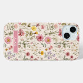 Roze Botanische Waterverf Bloemnaam Case-Mate iPhone Case (Achterkant (horizontaal))